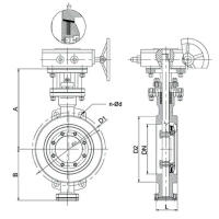 Трёхэксцентриковый дисковый поворотный затвор-TL73-Tafline (Тафлайн), DN050 PN16, межфланцевый с редуктором Тафлайн