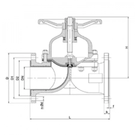 Клапан мембранный фланцевый, серии TL55, TAFLINE, DN200 PN16, со штурвалом