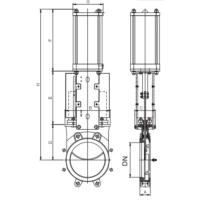 Шиберная задвижка межфланцевая, двусторонняя, серии TL81, TAFLINE,  DN100 PN10, с пневмоприводом