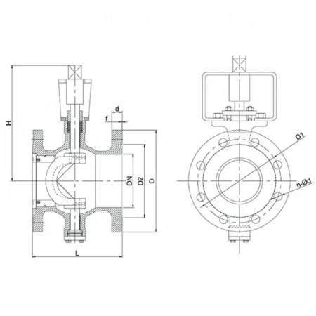 Кран эксцентриковый полусферический-TL34-F-TAFLINE, DN150 PN16, фланцевый